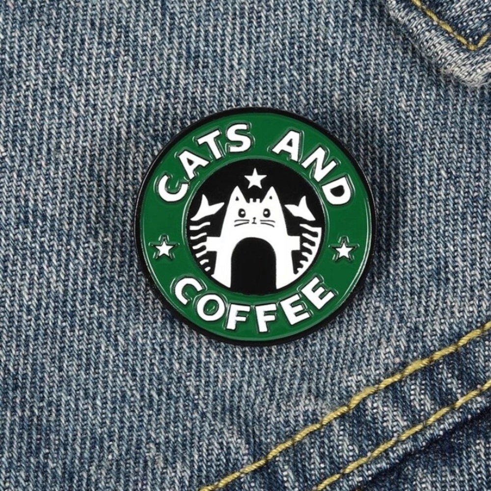 Cats & coffee pin